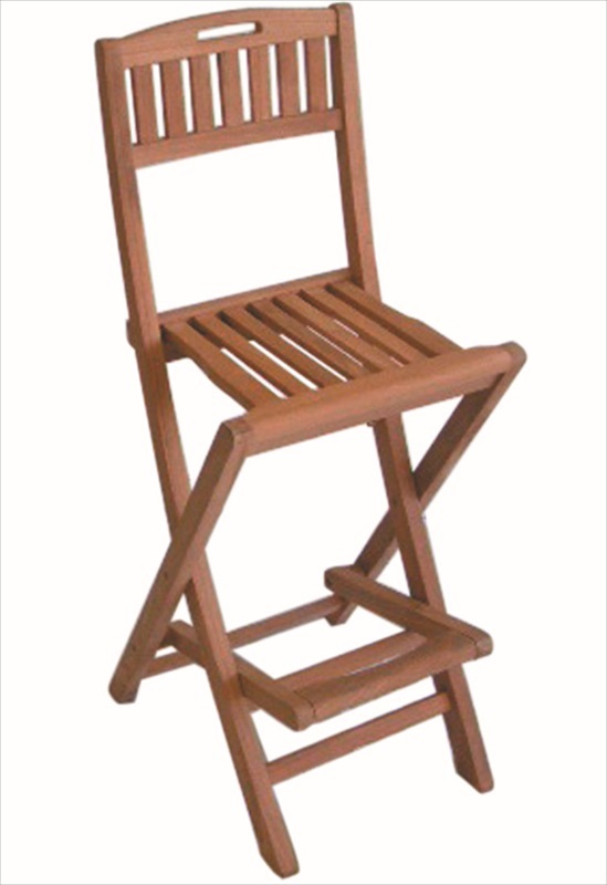 Folding Teak Bar &amp; 2 Bar Chairs - The Garden Factory